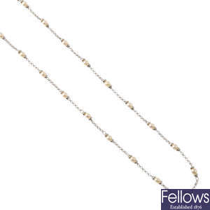 An 18ct gold cultured pearl necklace.