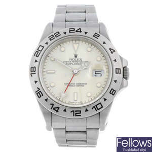 ROLEX - a gentleman's "transitional" stainless steel Oyster Perpetual Date Explorer II bracelet watch.