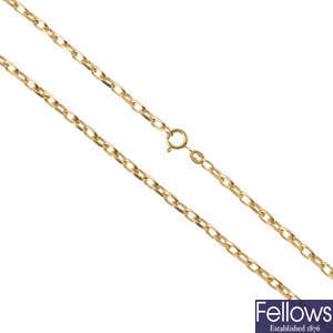 A 9ct gold belcher-link chain.