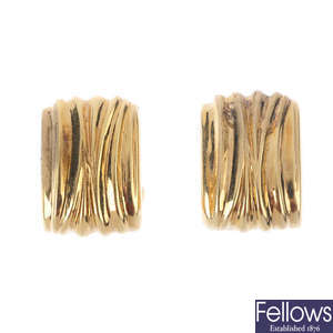 A pair of 14ct gold earrings.