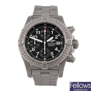 BREITLING - a gentleman's titanium Aeromarine Chrono Avenger chronograph bracelet watch.