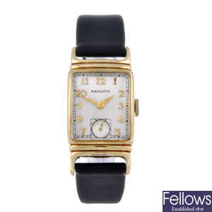 HAMILTON - a gold filled Winthrop wrist watch.