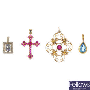 A selection of eleven gem-set pendants.