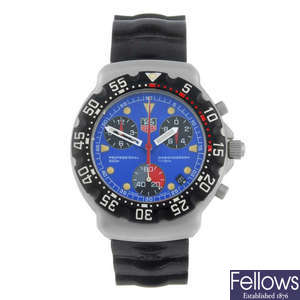 TAG HEUER - a mid-size stainless steel Formula 1 chronograph wrist watch.