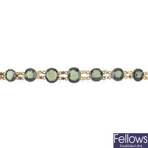 An early 20th century 15ct gold sapphire bracelet.