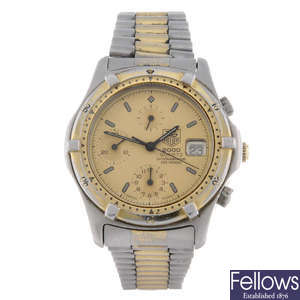 TAG HEUER - a gentleman's gold plated 2000 Series chronograph bracelet watch.
