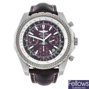 BREITLING - a gentleman's stainless steel Breitling For Bentley Motors chronograph wrist watch.
