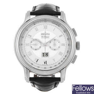 ZENITH - a gentleman's stainless steel Chronomaster XXT El Primero Grande Date chronograph wrist watch.