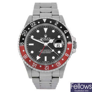 ROLEX - a gentleman's stainless steel Oyster Perpetual Date GMT-Master II bracelet watch.