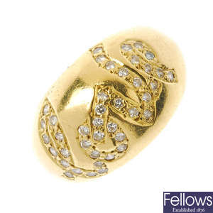 An 18ct gold diamond 'Love' ring.