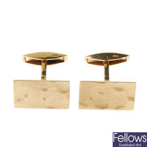 A pair of 1960s 9ct gold cufflinks.