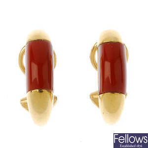 A pair of 1970s carnelian earrings.