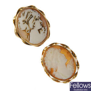 A selection of cameo jewellery.