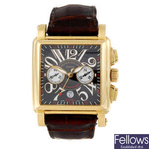 (201001) FRANCK MULLER - a gentleman's 18ct rose gold Conquistador King chronograph wrist watch.