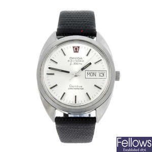 OMEGA - a gentleman's stainless steel Genève F300Hz wrist watch.