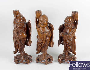 Three Japanese rootwood figures