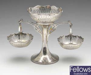 An early twentieth century silver mounted epergne.