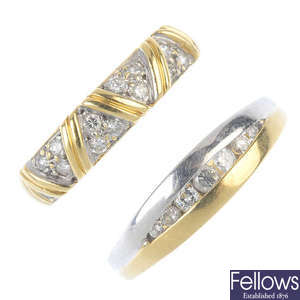 Four 18ct gold diamond dress rings.