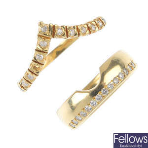 Two 18ct gold diamond dress rings.