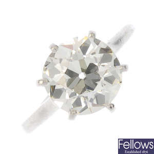 CARTIER - a mid 20th century diamond single-stone ring.
