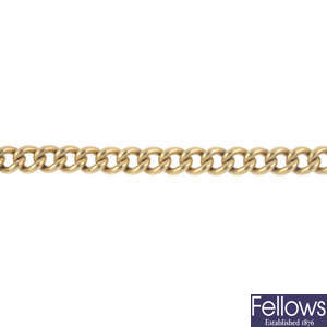 An early 20th century 18ct gold curb-link bracelet.
