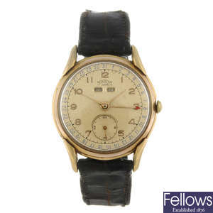 NOREXA - a gentleman's gold plated Triple Date wrist watch.