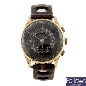 CHRONOGRAPHE SUISSE - a gentleman's rose metal chronograph wrist watch.
