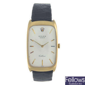 ROLEX - a gentleman's yellow metal Cellini wrist watch.