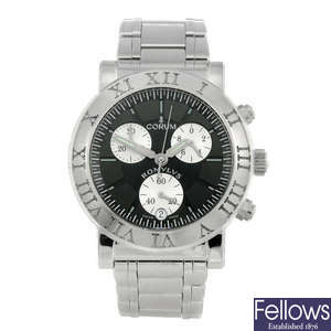 CORUM - a gentleman's stainless steel Romulus chronograph bracelet watch.