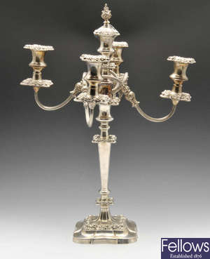 A modern silver mounted candelabrum.