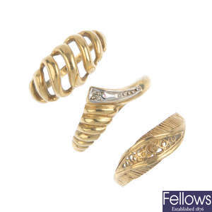 A selection of six dress rings.