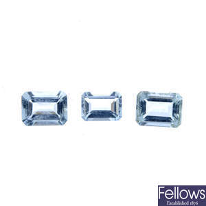 Three rectangular-shape aquamarines