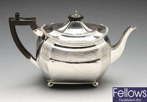 A late Victorian silver teapot.