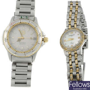 TAG HEUER - a mid-size stainless steel 4000 Series bracelet watch with a lady's Raymond Weil Tango bracelet watch.