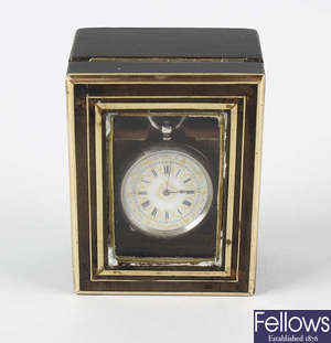 A Victorian brass inlaid wooden fob watch case.
