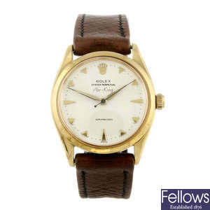 ROLEX - a gentleman's gold plated Oyster Perpetual Air King Super Precision "Golden Egg" wrist watch.