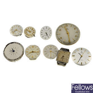 A mixed group of mechanical Rolex and Tudor watch movements. Approximately 9.