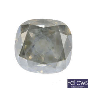 A cushion-cut 'yellow' diamond, weighing 4.29cts.