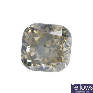 A square-shape coloured diamond, weighing 5.02cts.