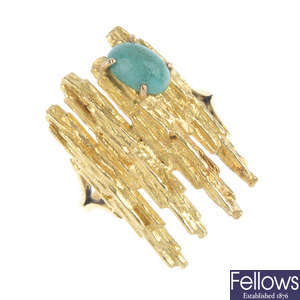 A 1960's 18ct gold turquoise dress ring.