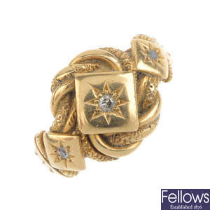 An early 20th century 18ct gold diamond dress ring.
