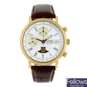 EBERHARD & CO. - a limited edition gentleman's gold plated 1887-1987 chronograph wrist watch.