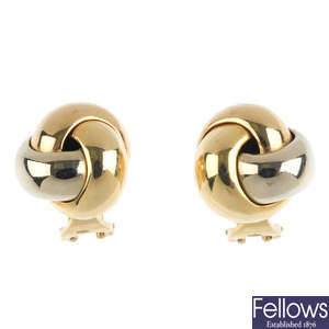 CARTIER - a pair of 18ct gold 'Trinity' earrings.