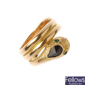 A late 19th century gold snake ring.