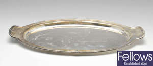 A 1940's silver serving tray.