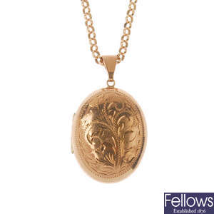 A 9ct gold locket, with chain.