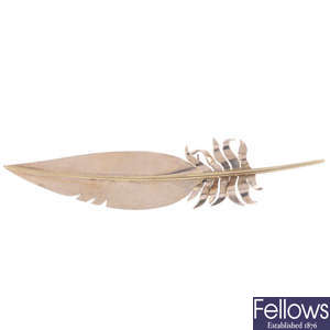 BOUCHERON - a 1950s feather brooch.
