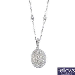 A diamond pendant, with diamond highlight chain.