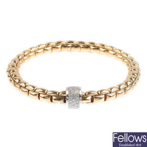 FOPE - an 18ct gold 'Flex-it' diamond bracelet.