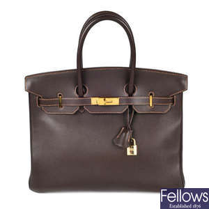 HERMES - a brown Swift Birkin 35 handbag.